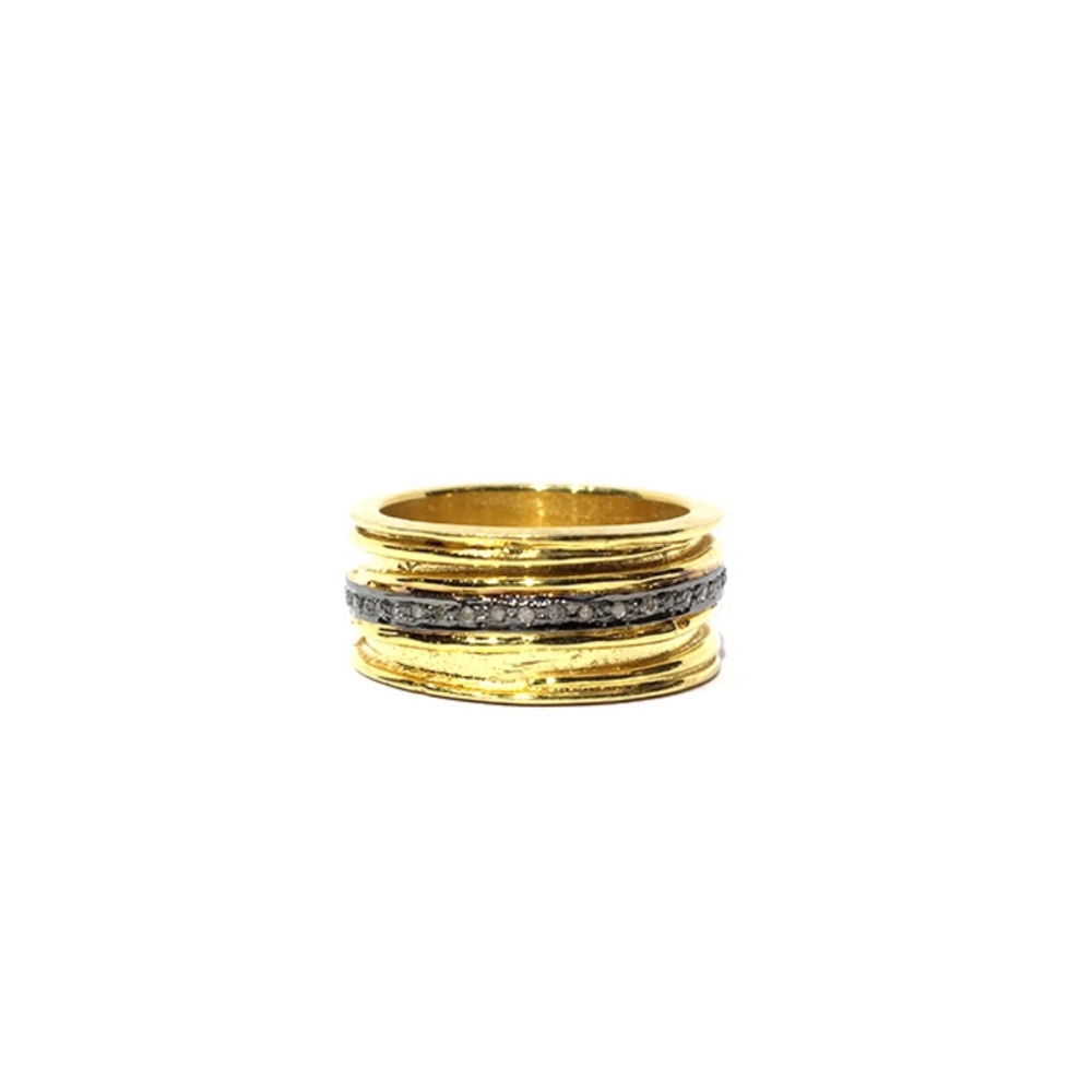 14k gold plated pavè diamond band